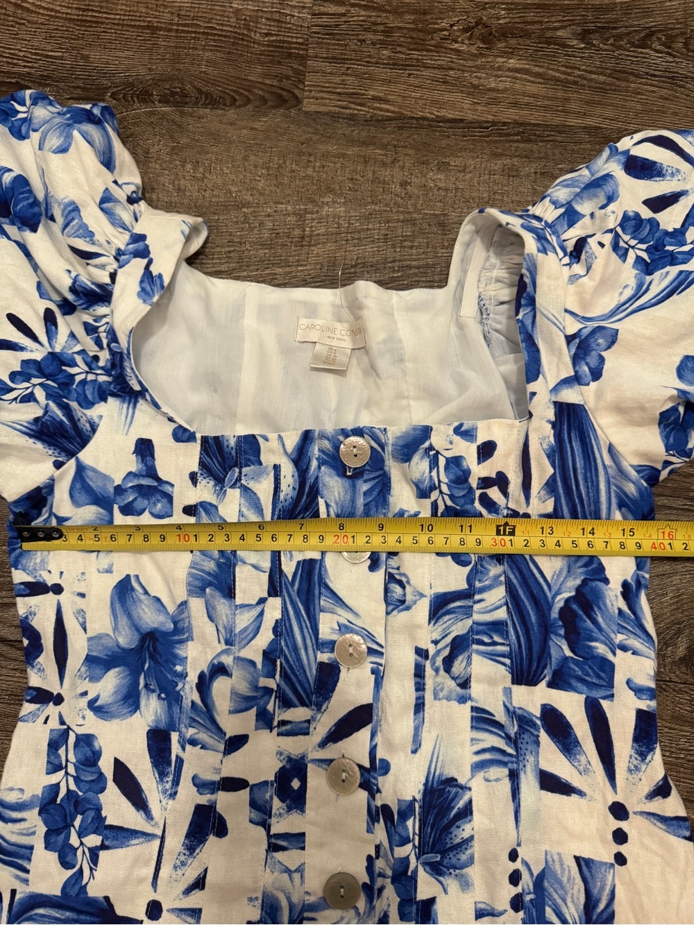 Caroline Constas Blue & White Floral Puff Sleeve Dress - Picture 5 of 5